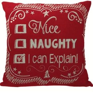 New Nice Naughty I Can Explain Pillow Case Cover Red Snowflakes Christmas Decor
